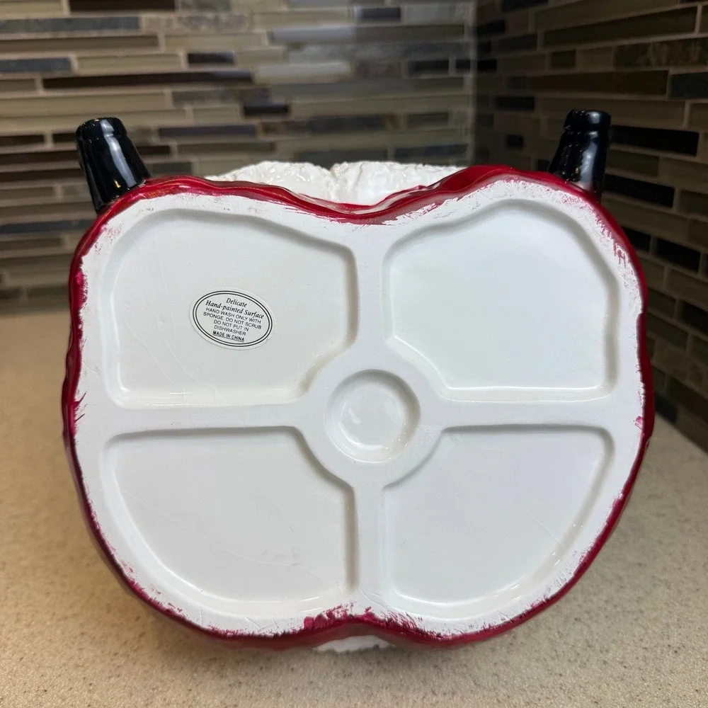Vintage Ceramic Santa Claus Cookie Jar Holding Plate‎ of Goodies Christmas Decor